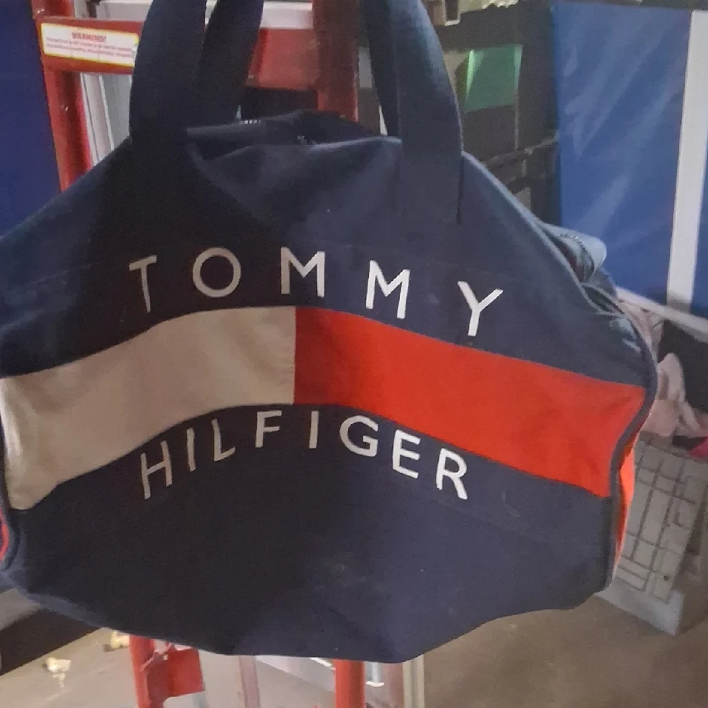 Tommy Hilfiger Blue and Red Duffel Bag